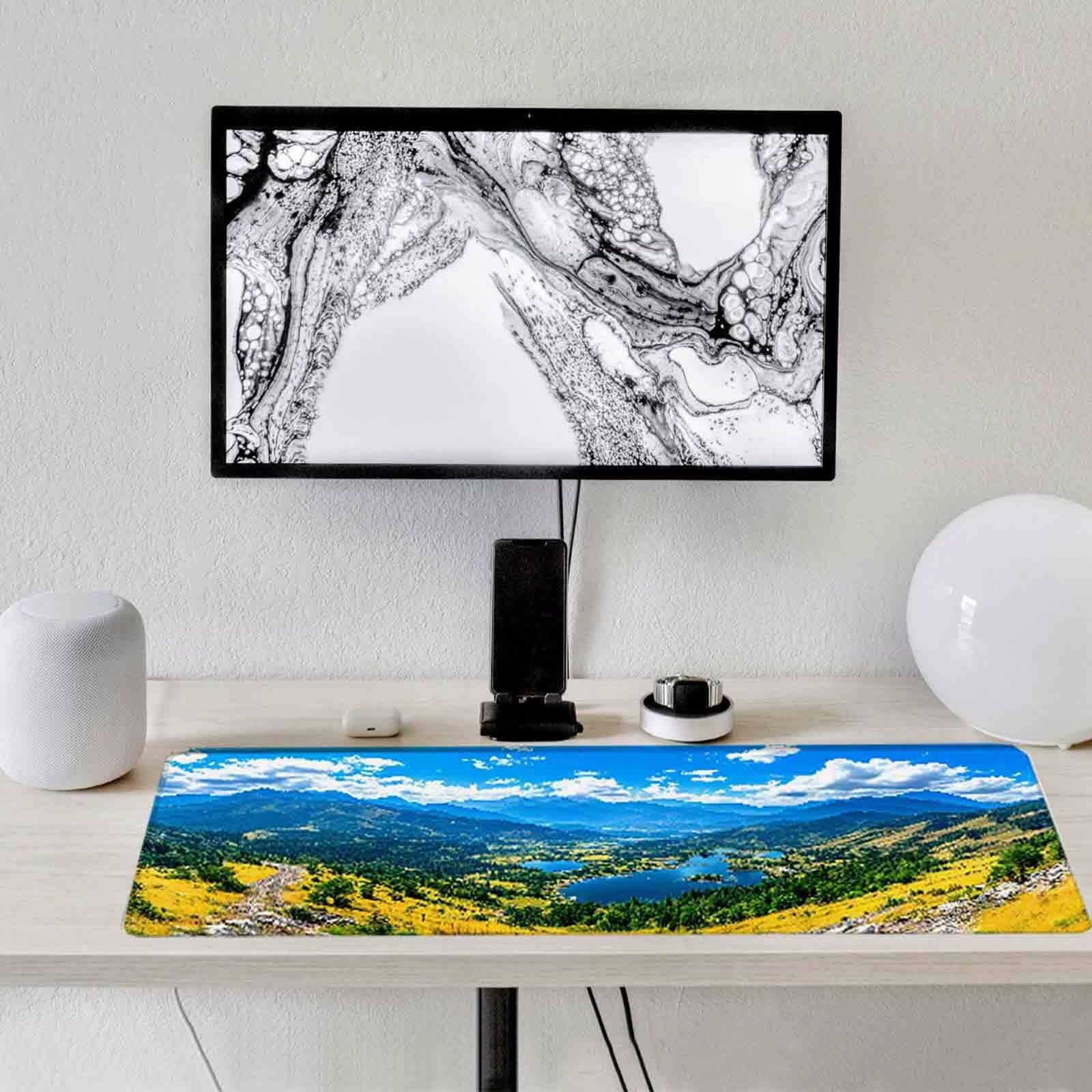 Tappetino Mouse Blu Mousepad Montagna Tappetino Mouse XXL 1200 x 600mm Sottomano Scrivania Grande con Base in Gomma Antiscivolo Accessori Gaming, Migliora Precisione e Velocità per PC, Laptop t8317
