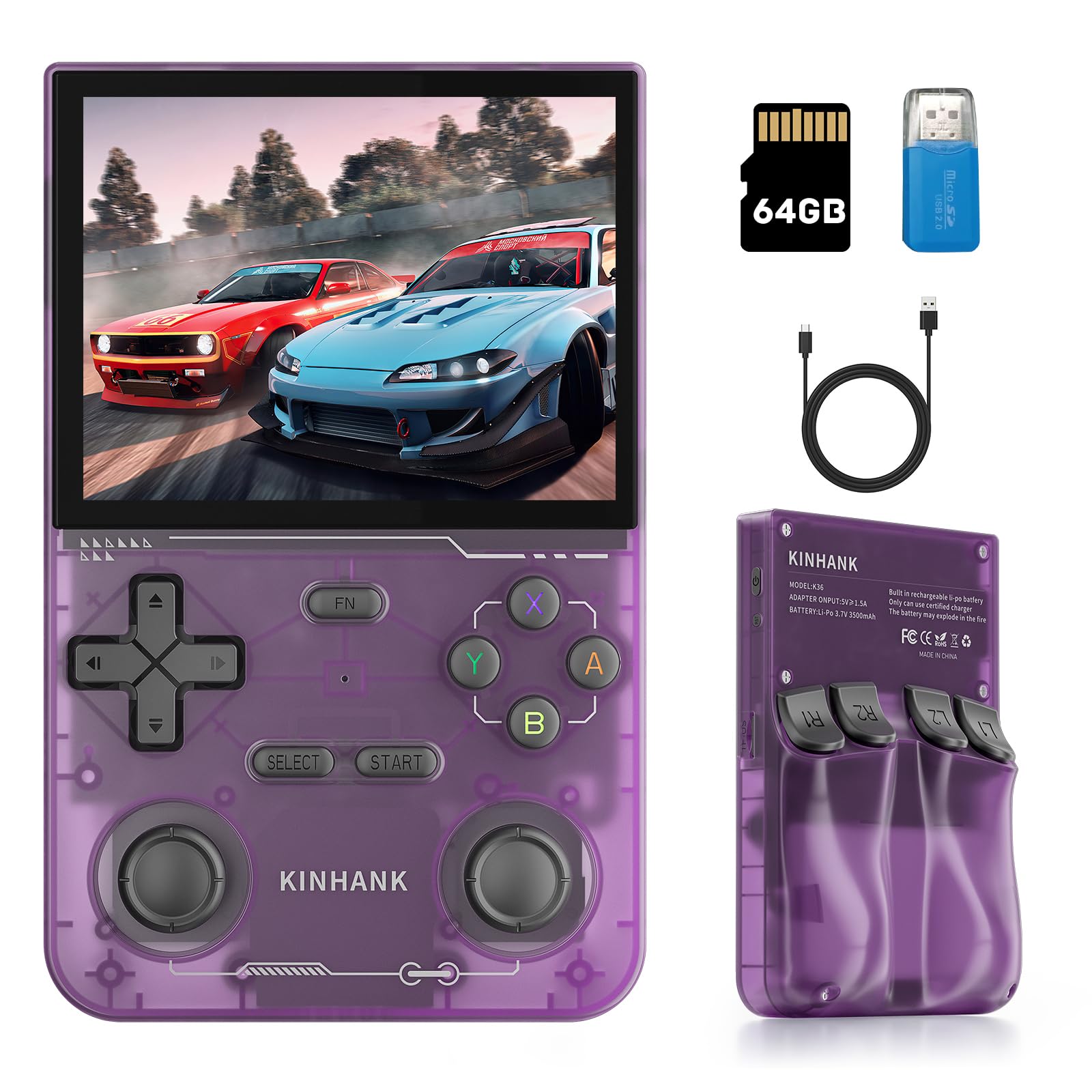 kinhank K36 Retro Handheld Game Console, Supports 9000+ Games
