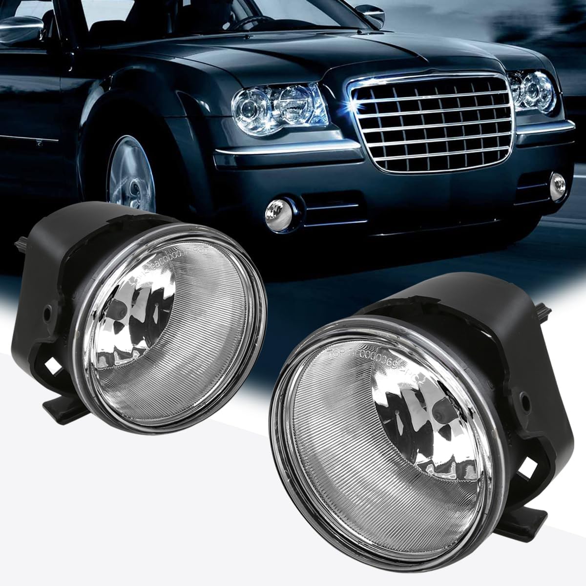PM PERFORMOTOR Front Bumper Fog Lights Lamps w/Switch Compatible with Chrysler 300/Dodge Caliber 05-10,Clear Lens