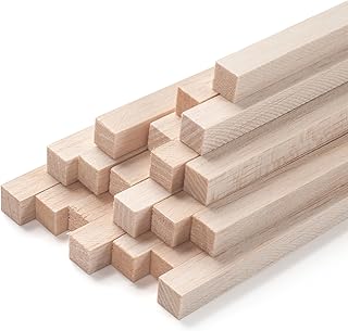 Balsa Wood Sticks, Balsa Wood Strips, 20 PCS 1/2" x 12" Square Wooden Dowel Rods for Crafts, Unfinished Wood Craft Sticks for Miniature Architectural Model Building Supplies, DIY Projects