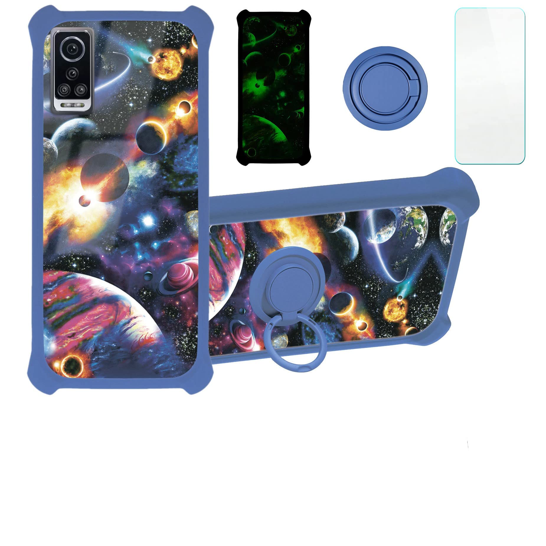 Blu G91 Max Case Compatible with Blu G91 Max Phone Case Cover [with Tempered Glass Screen Protector][Hard PC + Soft Silicone][Luminous Effect] YGL-XQ