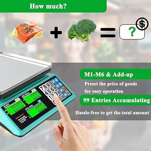 Miniatura 4 de Báscula de computación de precios báscula comercial digital de alimentos báscula de conteo electrónica de 88 libras  882lbs con retroiluminación LCD