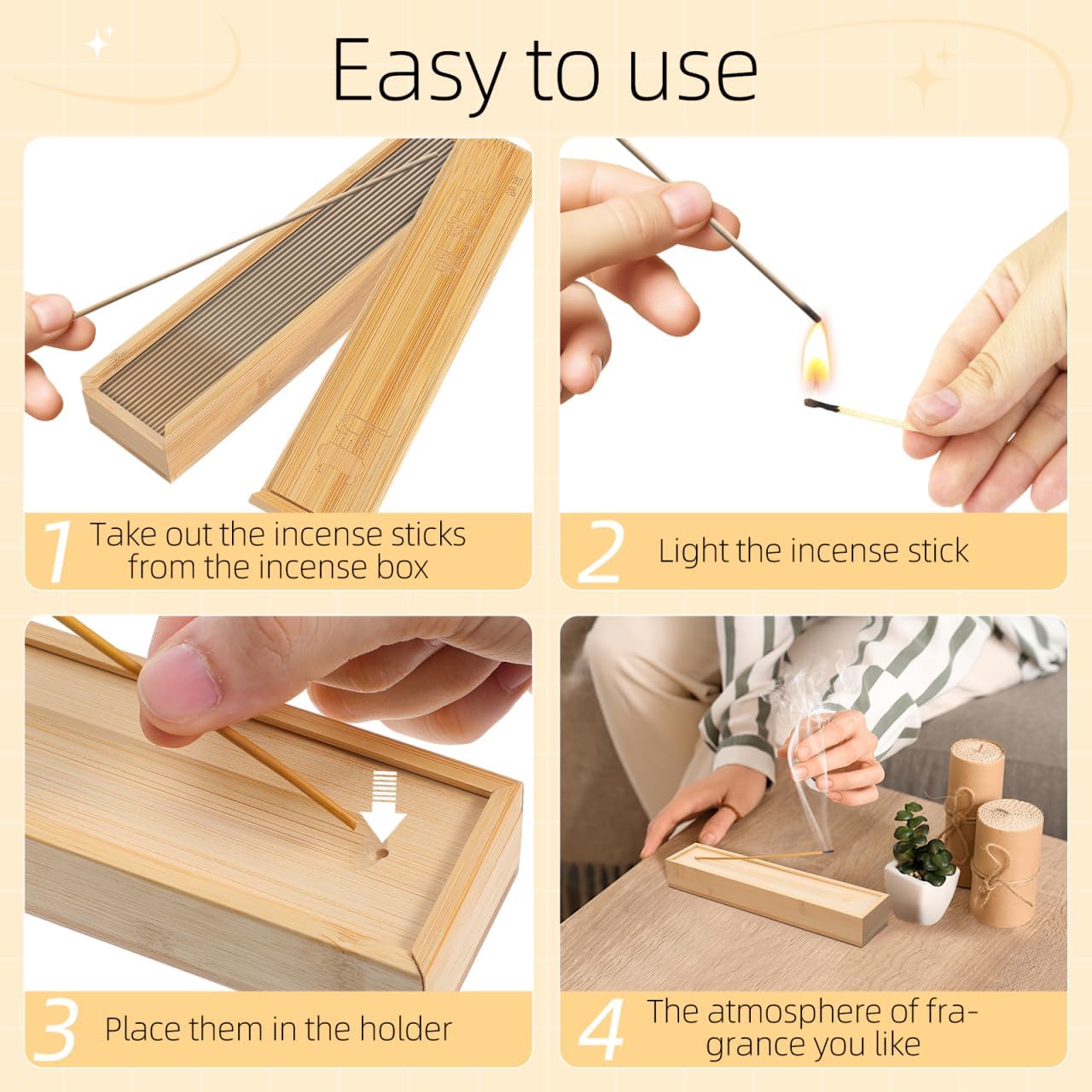 COHEALI 1pc Incense Stick Bamboo Storage Box Holder