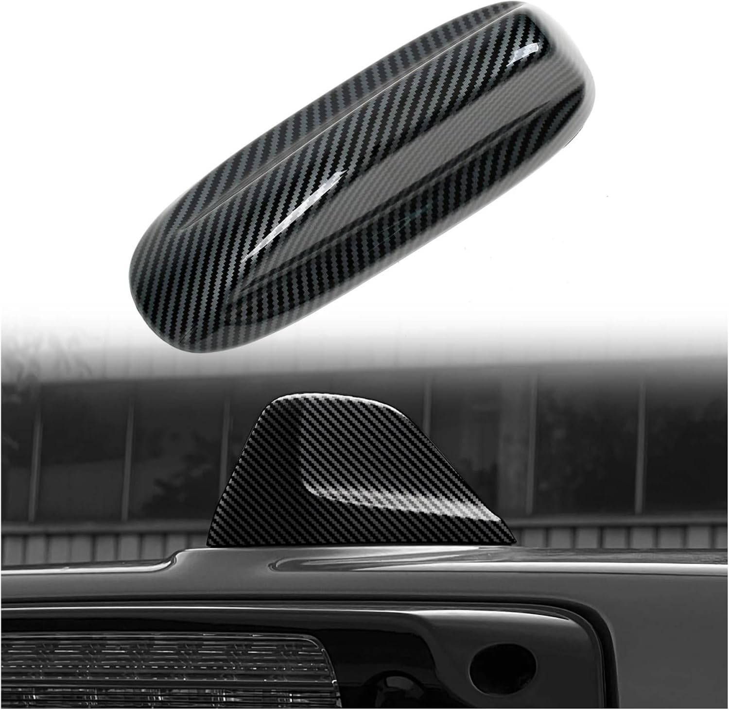 Vehicle Shark Fin Trim Fit for Dodge Fit for Ram 1500 TRX 2021-2023 Carbon Fiber Pattern Antenna Roof Shark Fin Cover Decoration Trim 1pcs Carbon Fiber Shark Fin