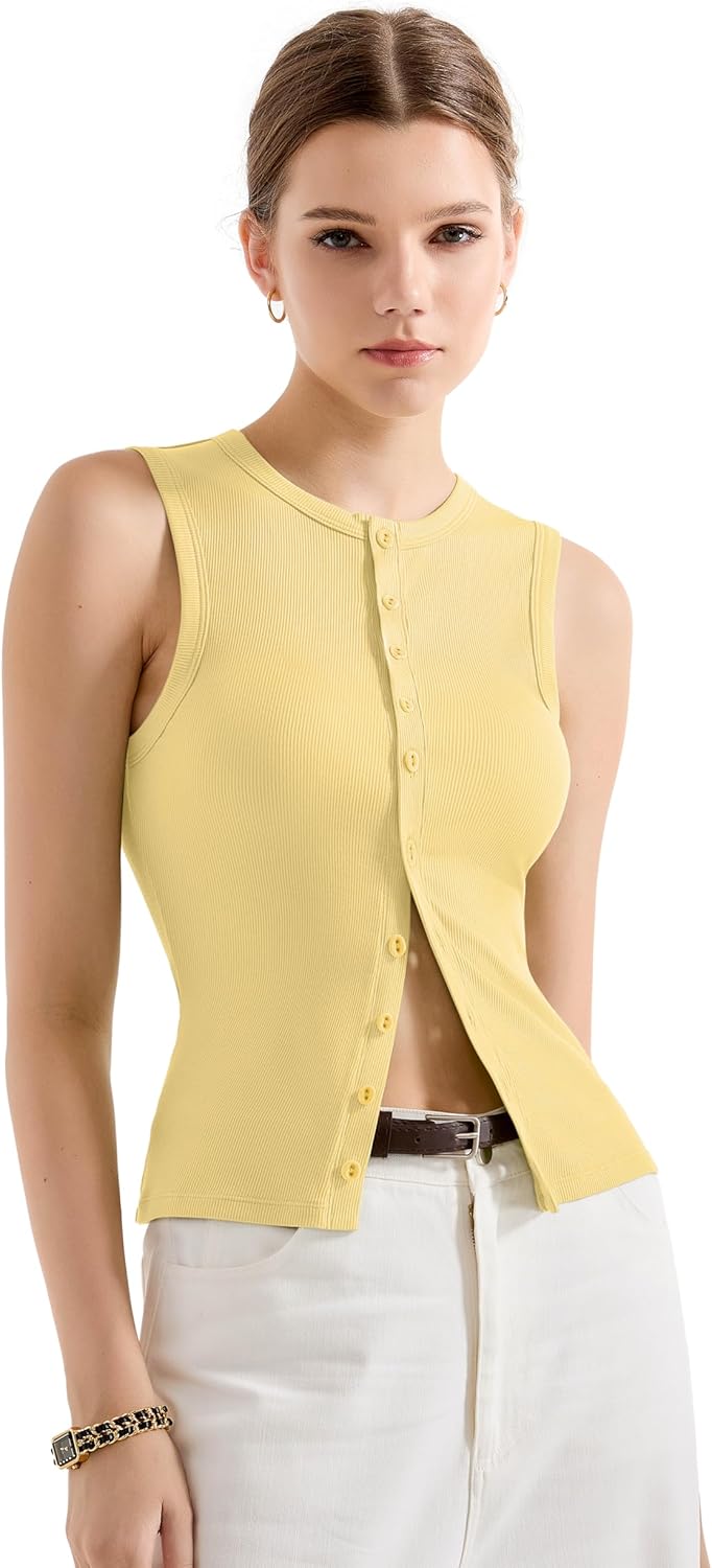 SUUKSESS Women Button Down Going Out Trendy Tops Ribbed Sexy Vest Y2K Tank Tops - Image 2
