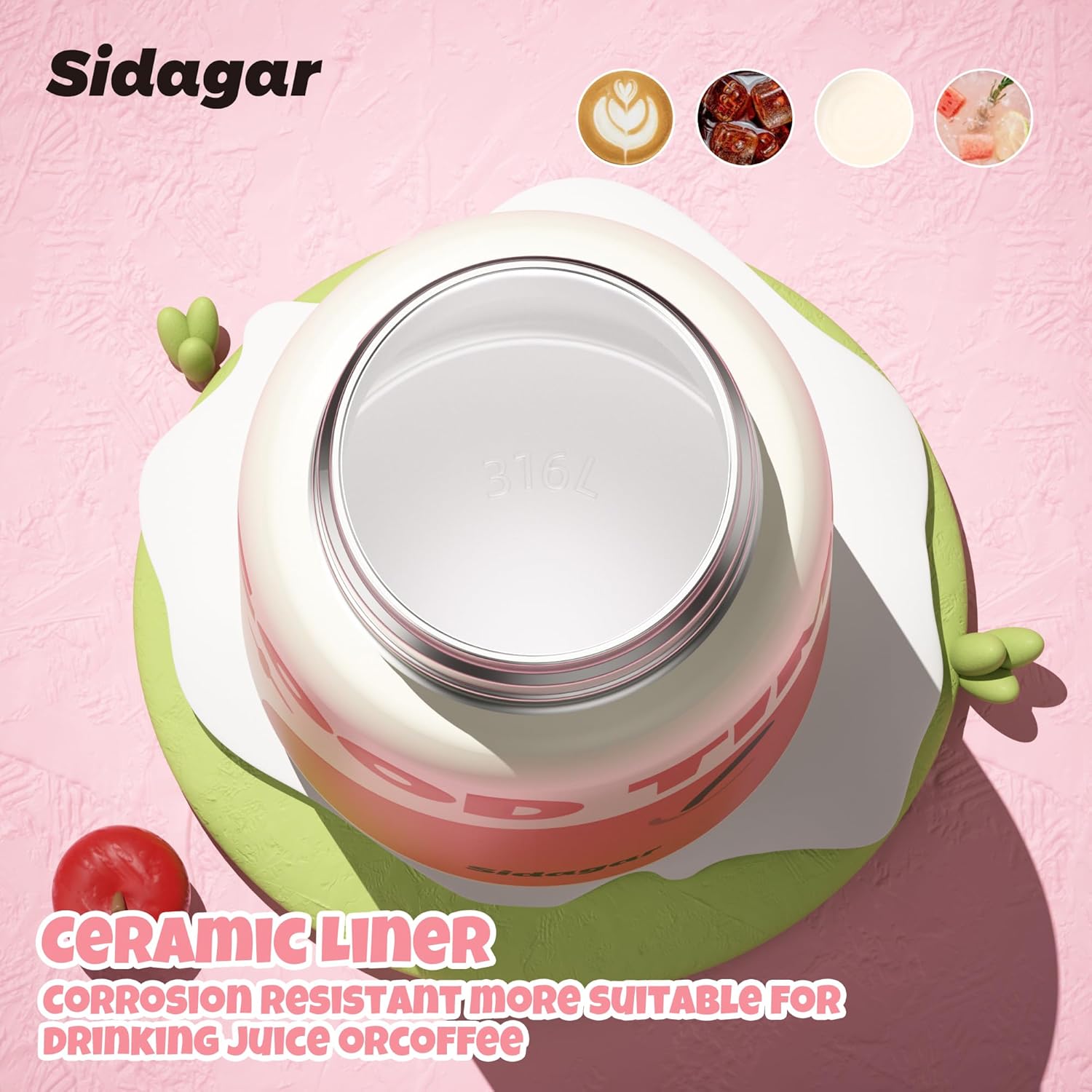 Kids Insulated Water Bottle with Shoulder Strap - 22 oz Kawaii Stainless Steel Tumbler with 3D Fuzzy Charm, Leak-Proof Flip Top & Vacuum Flask for School, Travel, BPA Free, Red - Image 5