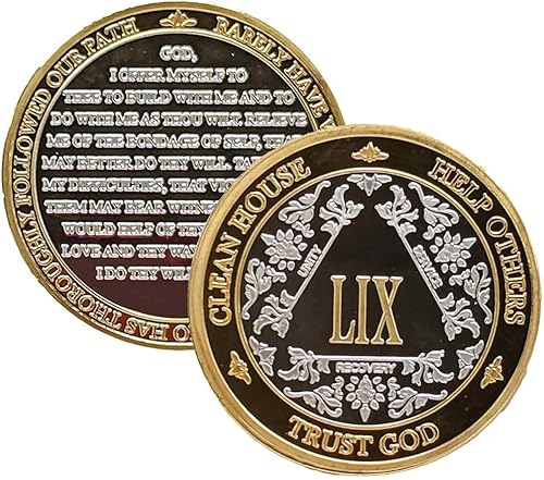 Miniatura 42 de Medallón anónimo de Alcohólicos Anónimos de Plata y Oro 1-60 años (20 años (XX)) Cápsula de Moneda AA Incluida