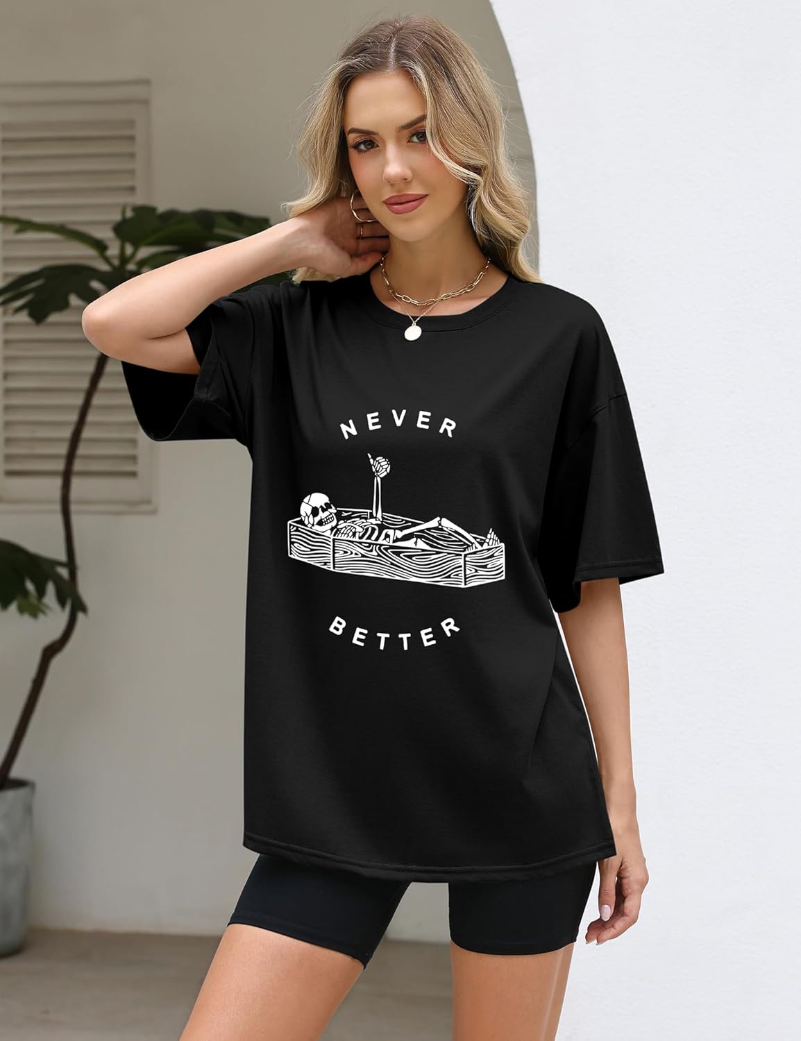 LOMON Oversized Graphic T Shirts for Women Short Sleeve Crewneck Summer Tops Loose Casual Basic Tees - Image 2