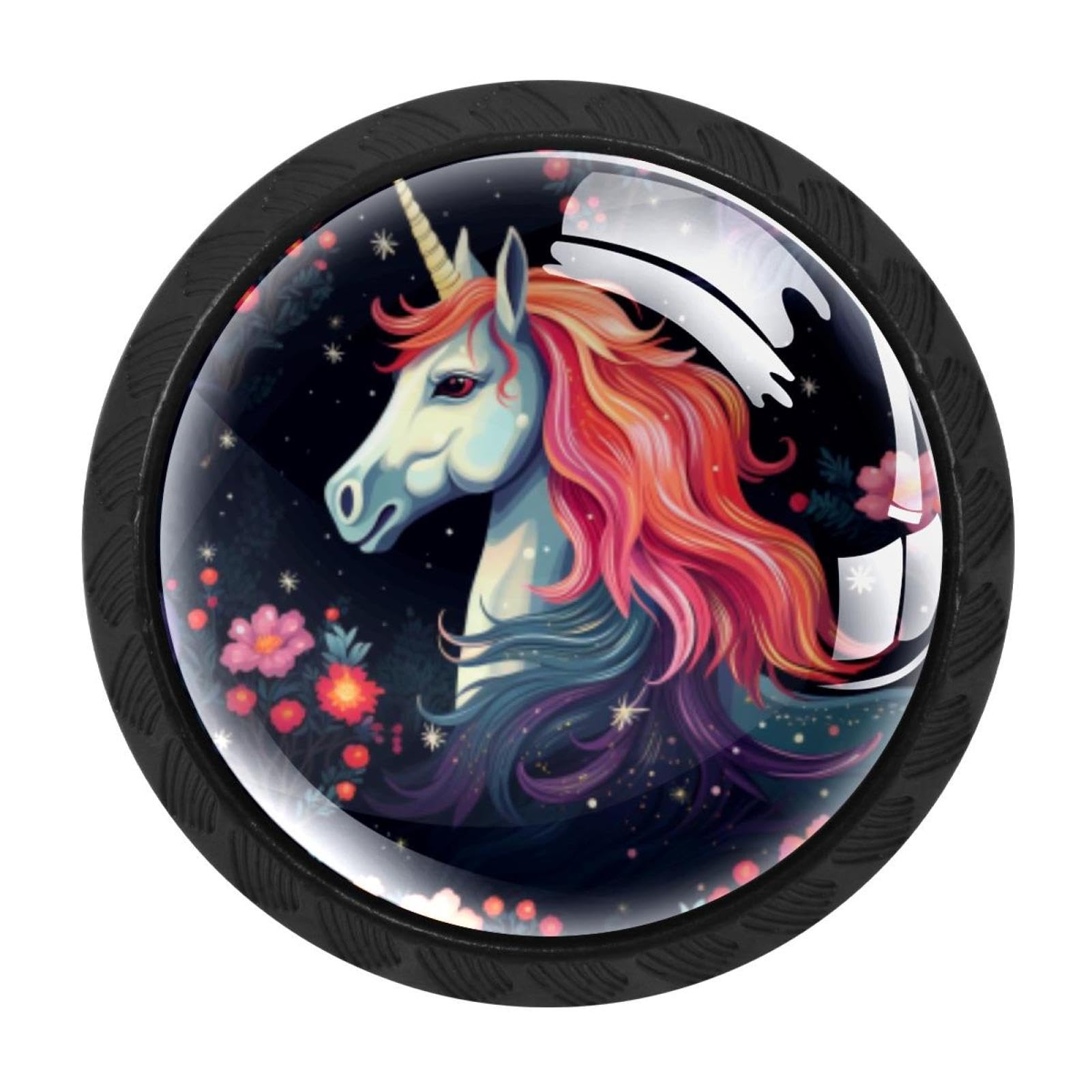 Chenzzzz Multicolored 13 4Pcs Starry Unicorn Dresser Knob Round Glass Drawer Knobs Pulls Cabinet Handle For Home Kitchen Office Bathroom Wardrobe Cupboard