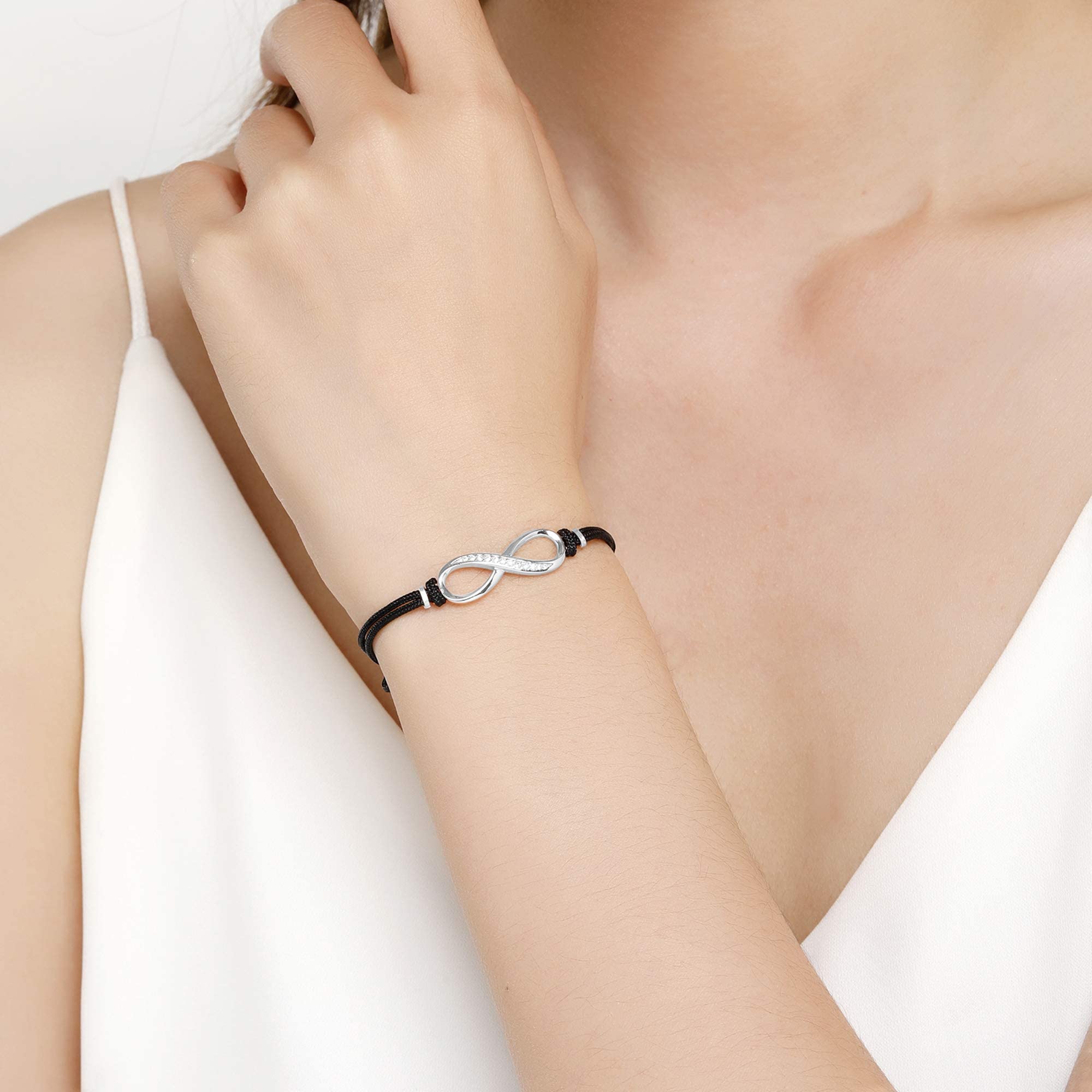Jrêveinfini Unendlichkeit Armband Silber 925 Damen Mädchen, Personalisierte Geschenke für Frauen Mama Mädchen mit Geschenkbox, Verstellbar 14+9 cm