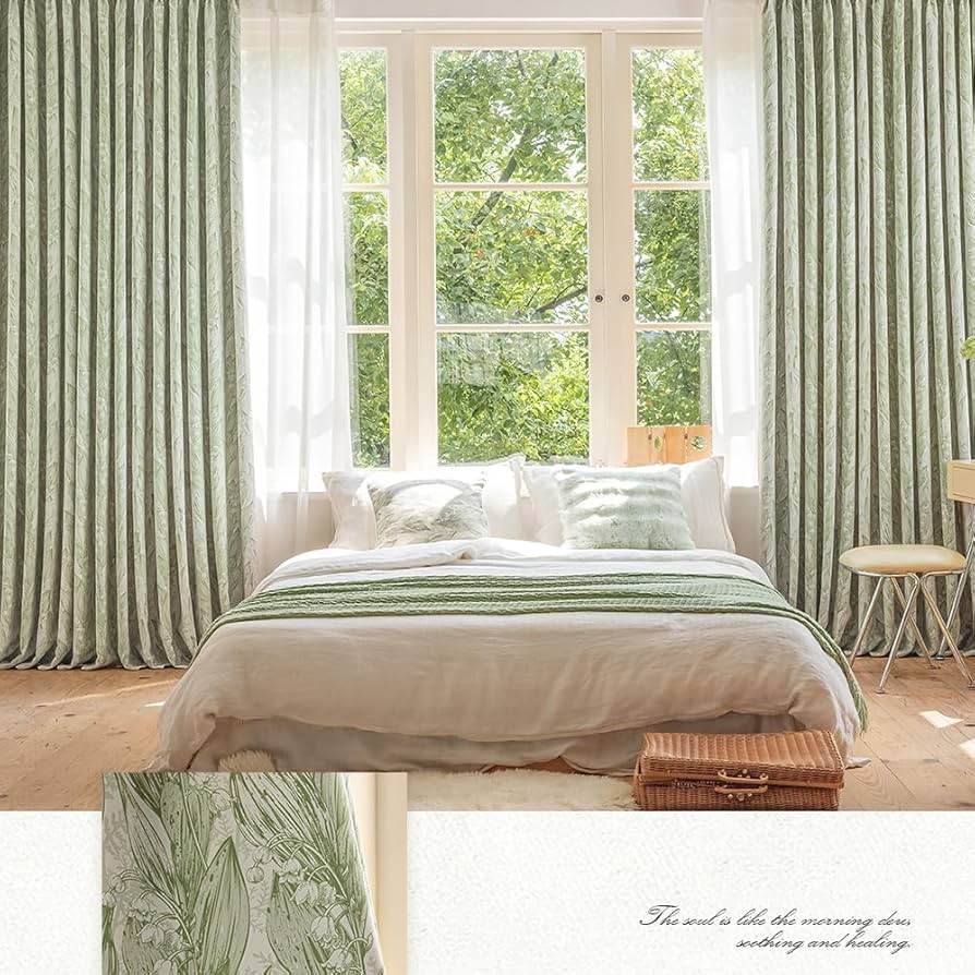 Amazon｜OKUYOSHI カーテン 一級遮光 スブラン花柄 99.9%以上