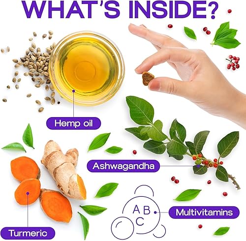 Miniatura 3 de Golosinas calmantes naturales para perros, aceite calmante de raíz de valeriana, cúrcuma, Ashwagandha para un buen comportamiento + salud de cadera