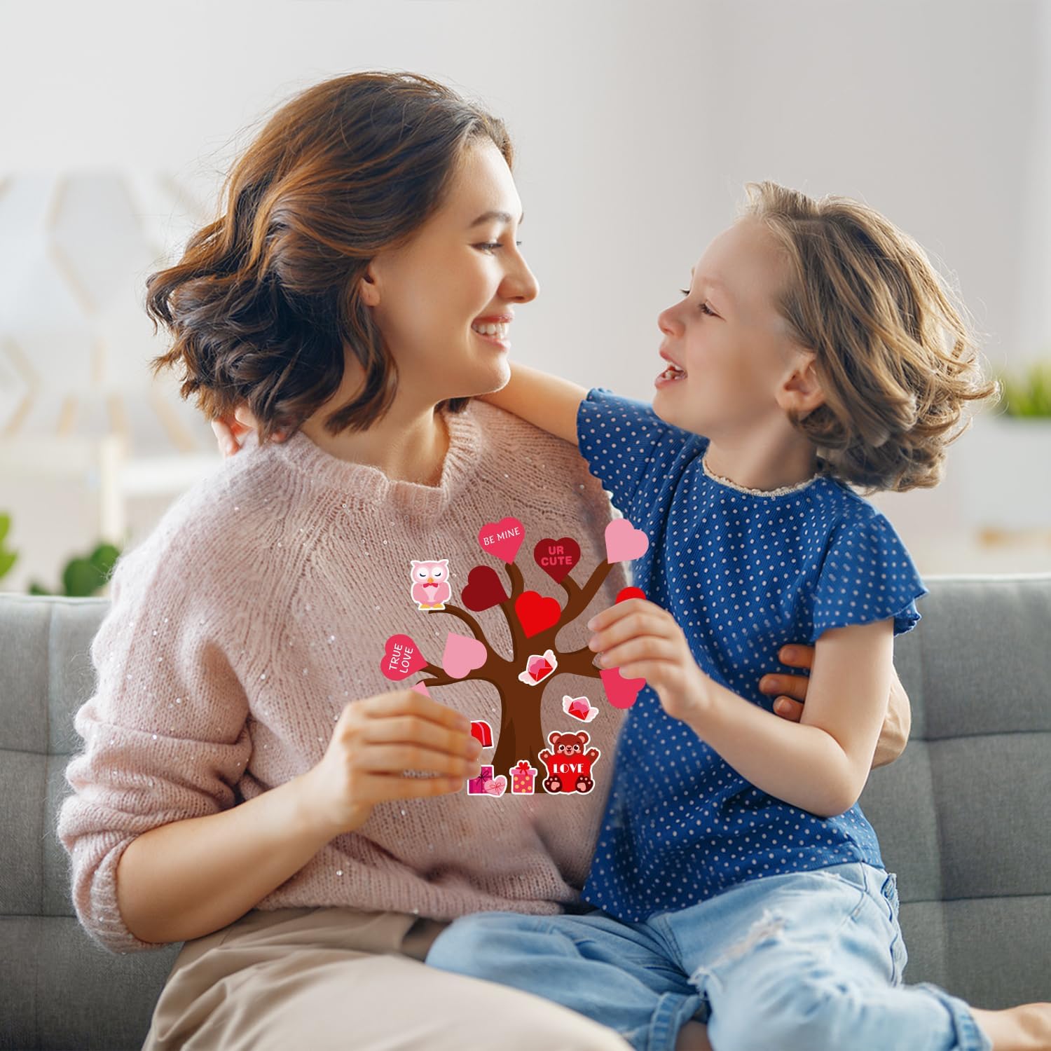 SULOLI 24 Pack DIY Love Heart Tree Craft, Valentine's Day Heart Tree Heart-Shaped Craft Kit for Valentine's Day Wedding Mother's Day Party Favor Supplies