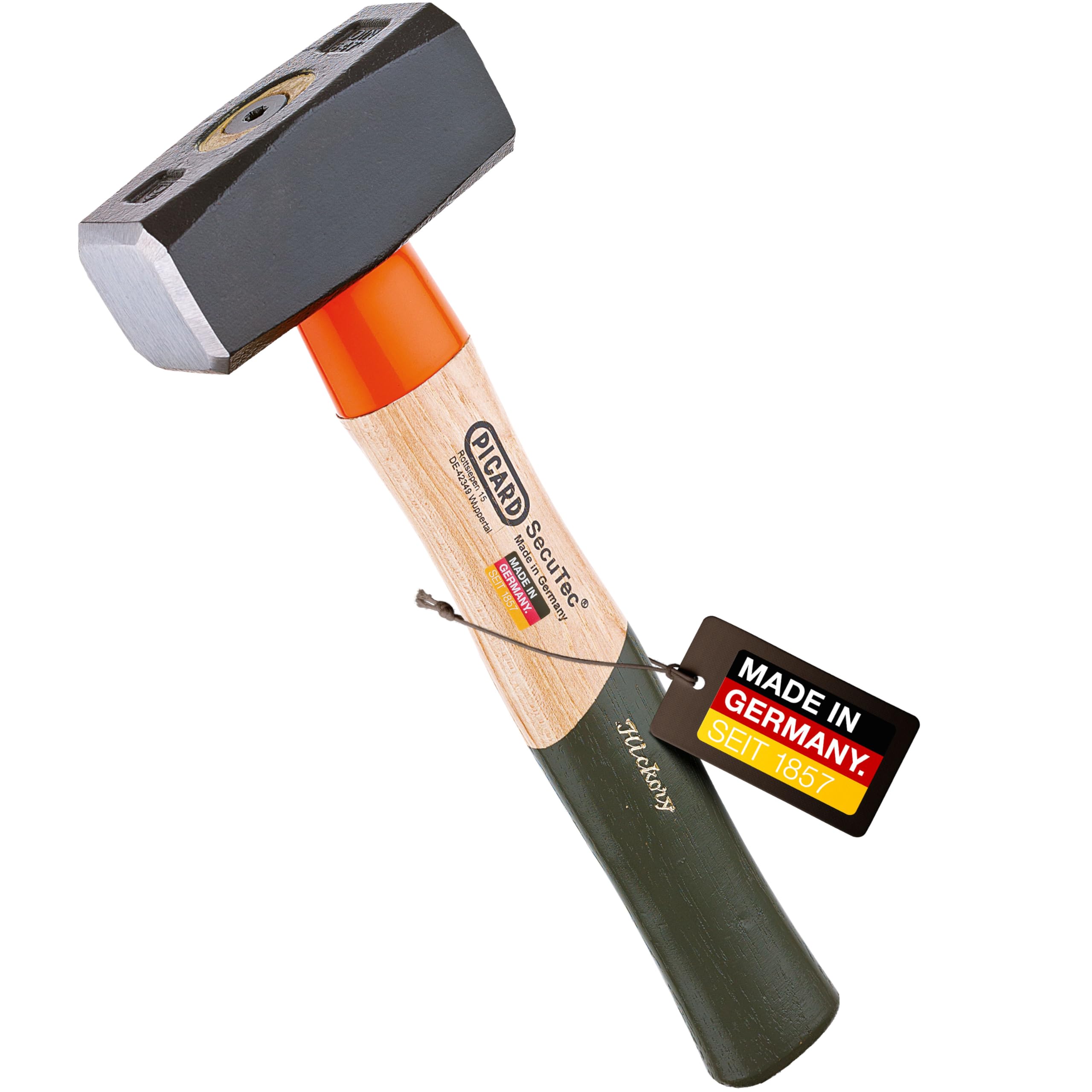 PICARD Fäustel SecuTec Nr. 43 HS 1500g | 280mm Länge | Sicherheitssystem mit Keilschraube | Robuster Hickorystiel | DIN 6475 | Ideal für Werkstatt & Industrie | Made in Germany seit 1857