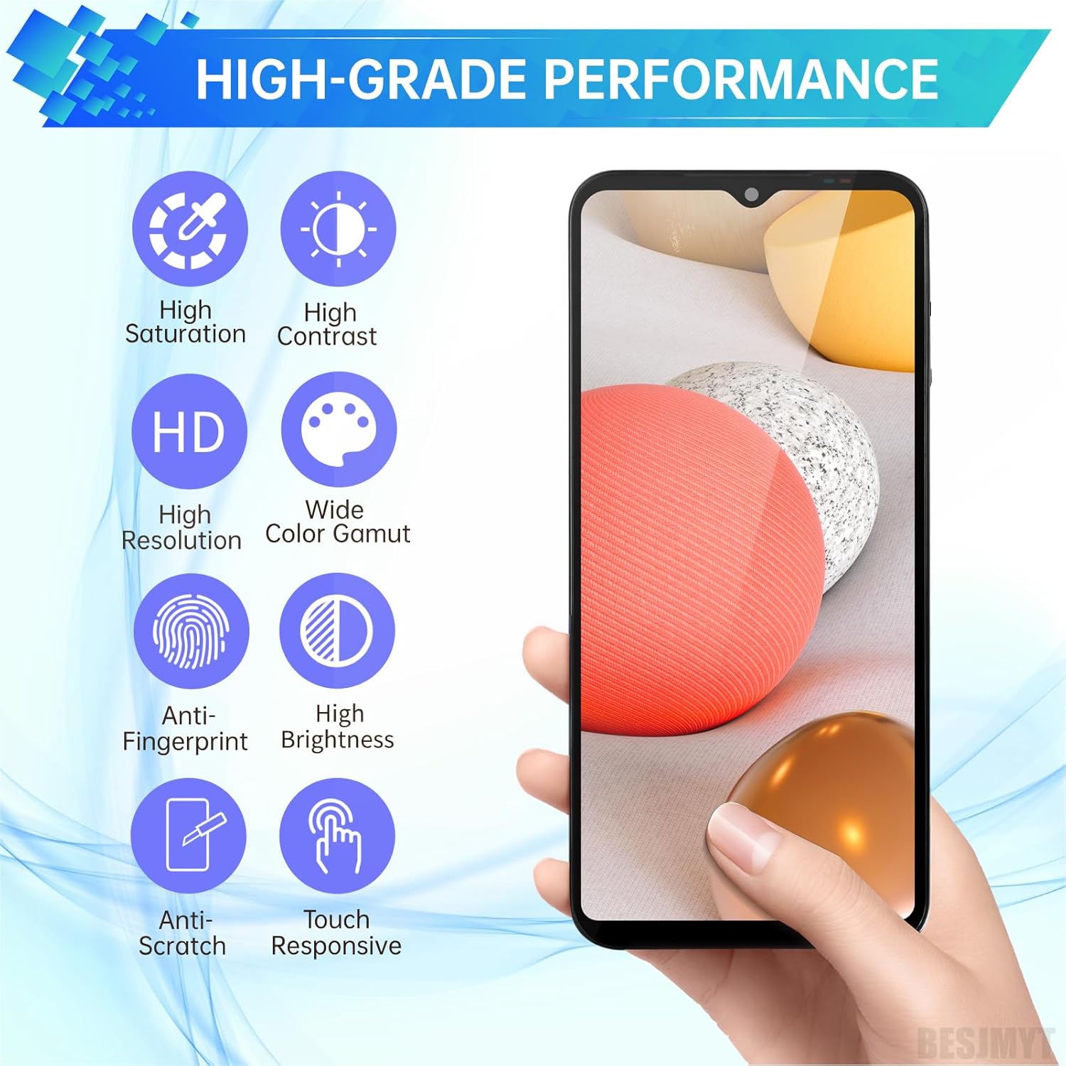 for Samsung Galaxy A42 5G AMOLED Screen Replacement with Frame AMOLED Display Touch Digitizer Full Assembly Fix Glass with Repair Tools Kit SM-A426U SM-A426U1