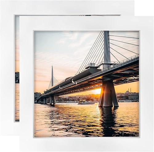 Vista 7 de Juego de 2 Marcos de Fotos de Madera Maciza Negra de 4x4 Pulgadas, Marco Cuadrado de Madera Sólida para Colocar en Mesa o Montar en Pared