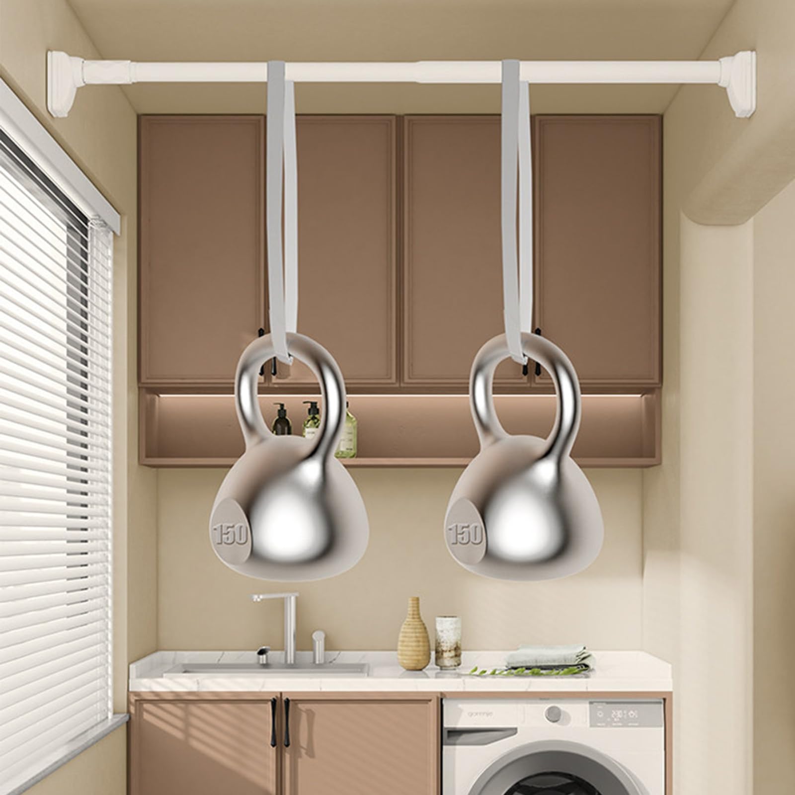 Bastone Tenda a Pressione senza fori, Bastone per Tende Estensibile 40-500cm, Asta per tenda da doccia in acciaio inox antiscivolo per Bagno Armadio Balcone Cucina(Black,260-350CM)