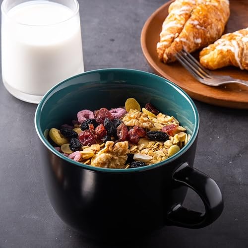 Miniatura 4 de GBHOME Tazas de sopa jumbo con asas, juego de 4 tazas de café grandes de 24 onzas, cuencos de sopa de cerámica para café, cereales, aperitivos,