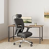 Vista 2 de Sillas de oficina ergonómicas - Silla de escritorio con respaldo alto - Silla ejecutiva de cuero con reposacabezas ajustable - Soporte lumbar