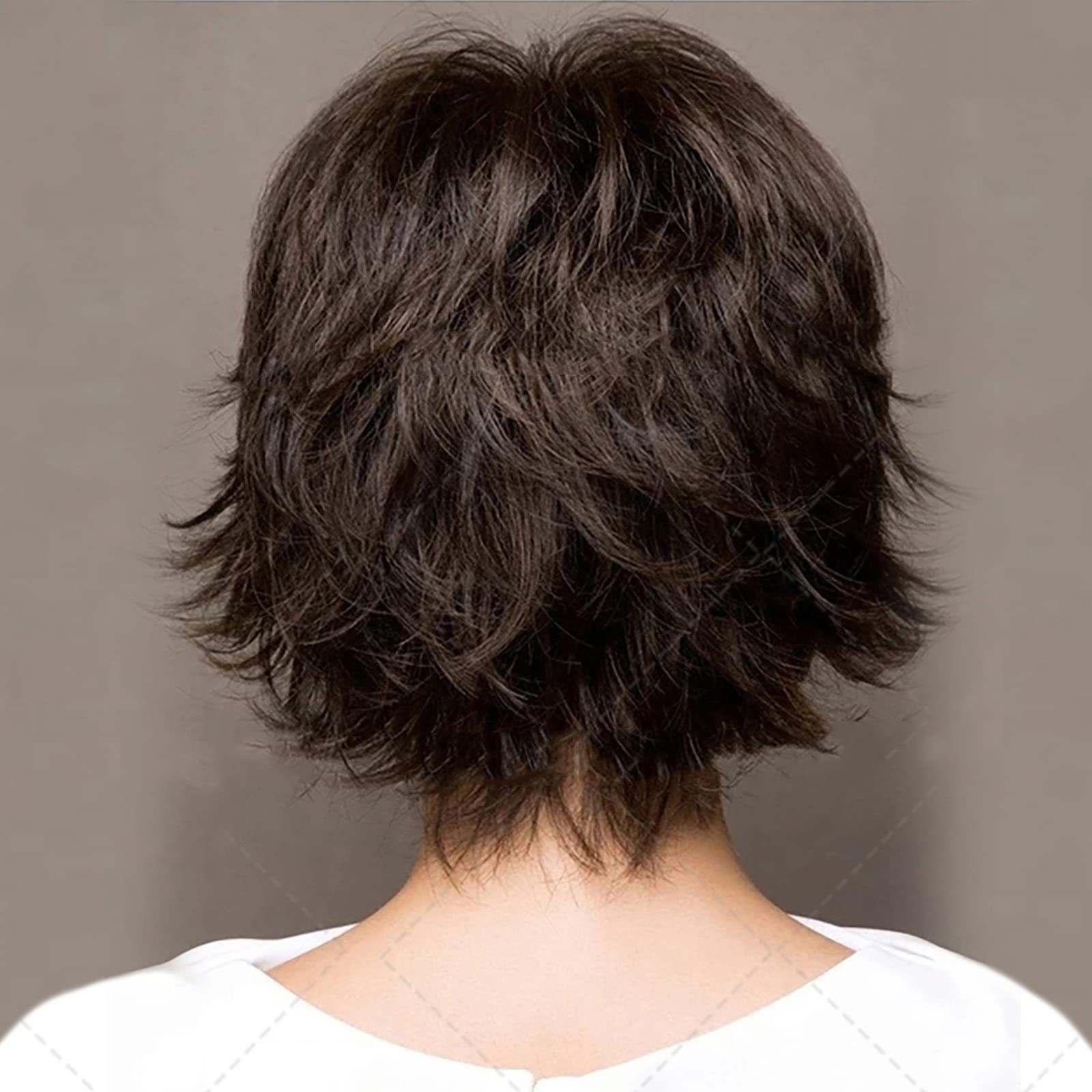 BRRNOO Parrucca per Capelli Corti per Donne Parrucca Bob Corta per Donne Parrucca a Strati Corti con Scoppi Resistenti Al Calore a Fibra Sintetica Bionda Bionda Miscelata Marrone