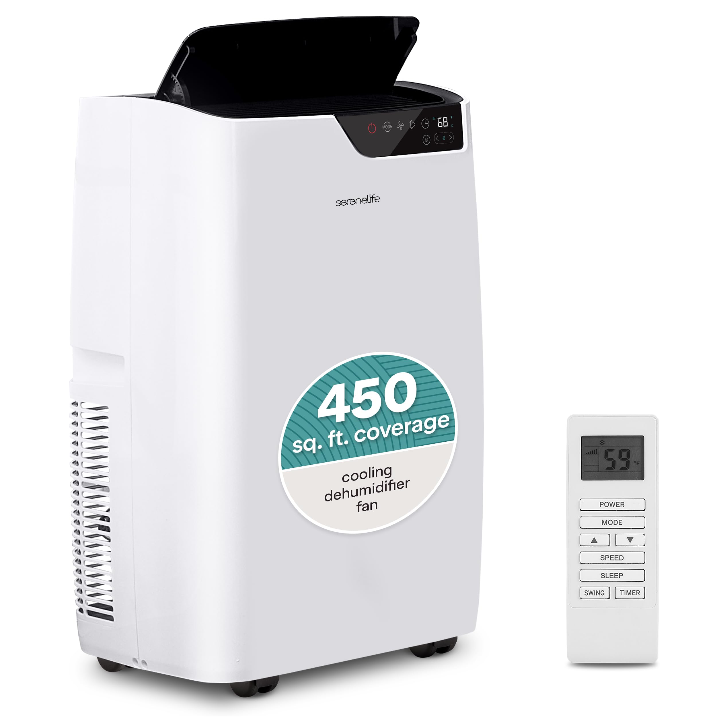 Photo 1 of *** USED/UNKNOWN MISSING PARTS OR HARDWARE***SereneLife Portable Air Conditioner 14000 BTU, 3-in-1 Compact Standing Air Conditioner for Room Up to 500 Sq. Ft., Touch Control Panel, High Efficiency CEER 7.22 and Auto Mode for Easy Operation