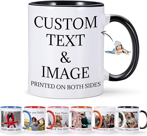 Taza personalizada con foto de 11 onzas en ambos lados, taza personalizada con logotipo fotográfico, texto, regalos personalizados para Navidad,