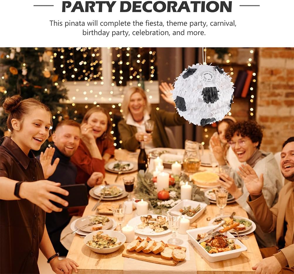 2pcs Soccer Ball Pinata with Stick, Football Birthday Party Supplies, Sports Birthday Decorations for Party Fun