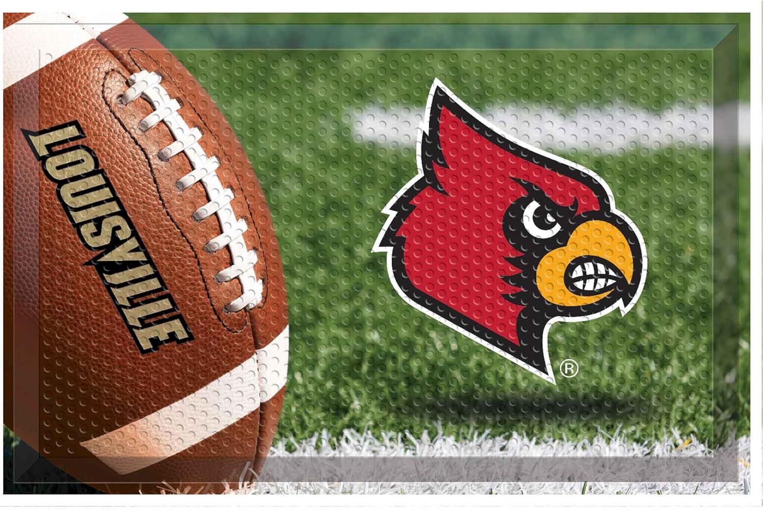 FANMATS 19218 Louisville Cardinals Rubber Scraper Door Mat