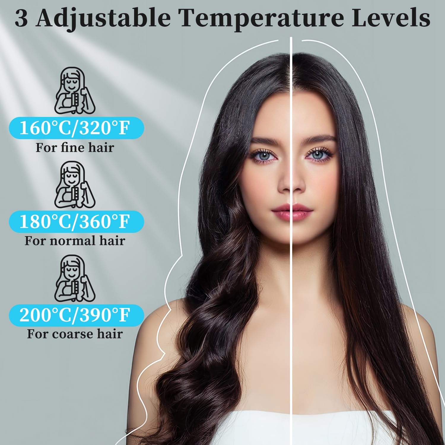 go brush pro,2026 new cordless straight hair brush, portable scald-proof mini straight hair comb with three temperature settings and led display screen, quickly heating travel hair brush (dark blue)
