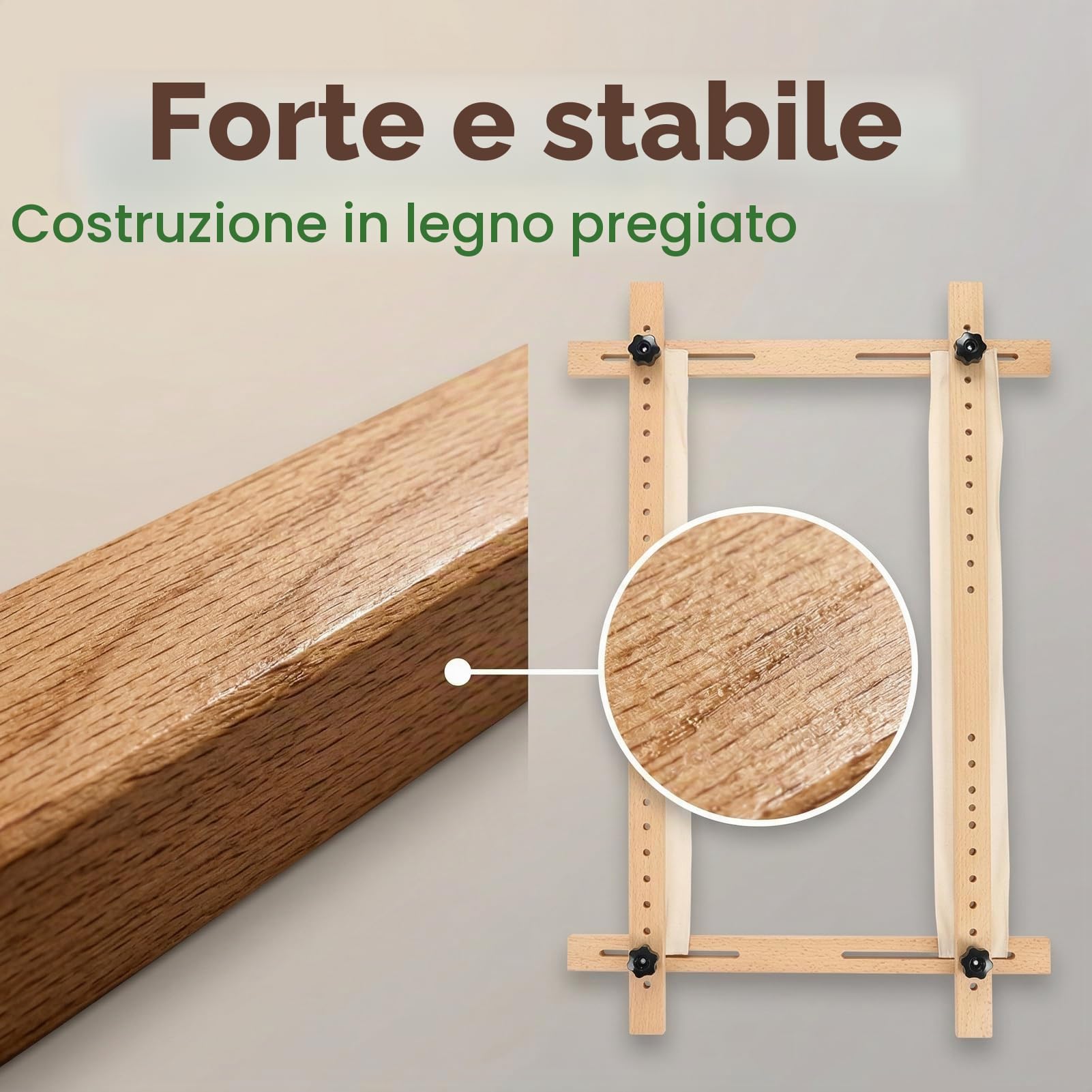 Telaio da Ricamo in Legno 60x100cm, Kit di Cerchi a Punto Incrociato di Forma Quadrata Supporto da Ricamo Regolabile Accessorio da Cucito Fai da Te per Ricamo, Cucito e Punto Croce