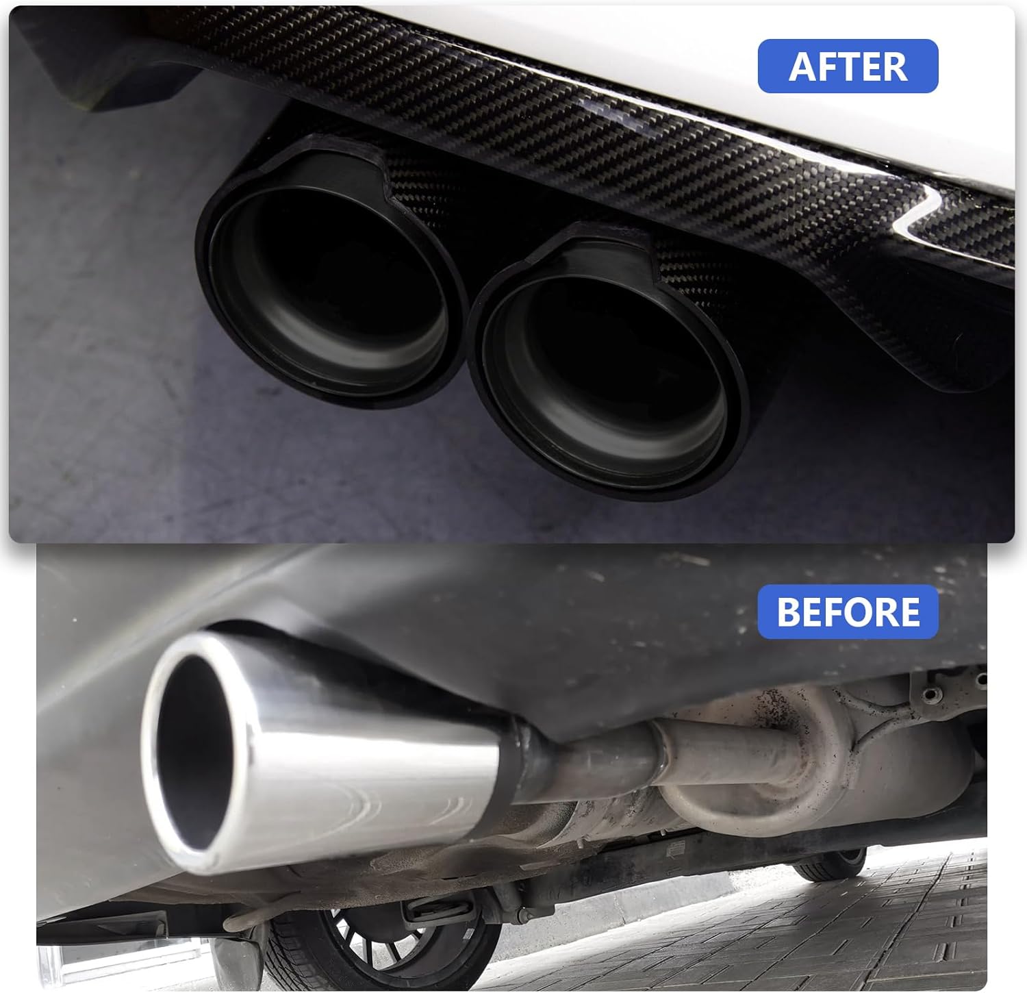 Exhaust Tip Universal Compatible For BMW, Car Dual Exhaust Tip Tail Pipe, Universal Pipes Tail Carbon Fiber Style 2.48" Inlet 2Pcs