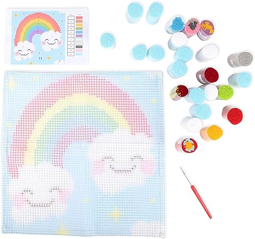Miniatura 5 de Bright Creations Juego de 28 piezas de almohada con gancho de lona arcoíris para adultos y niños, manualidades para principiantes, 24 paquetes de