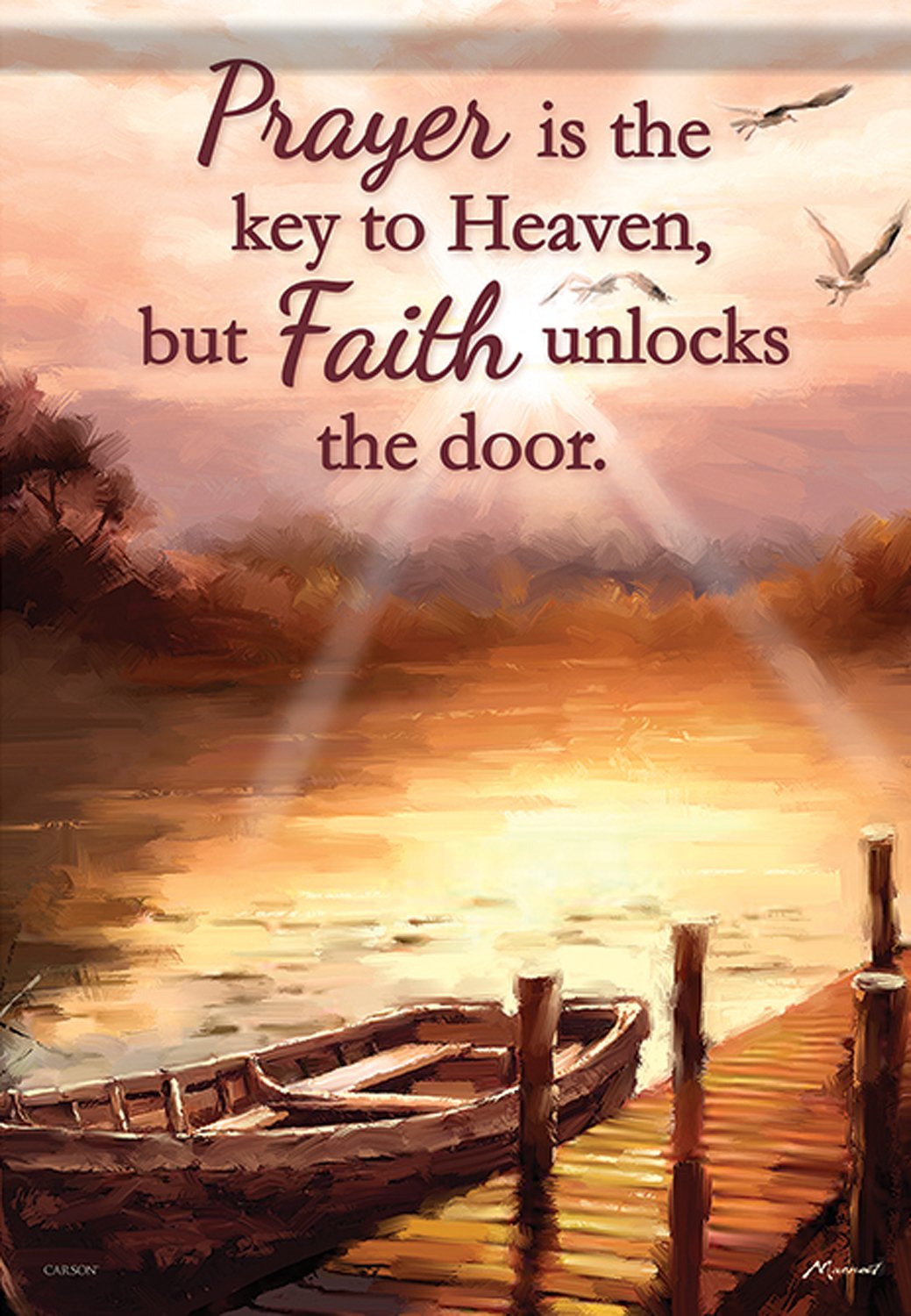 Key to Heaven Inspirational Garden Flag Lake Prayer Faith Double Sided 12.5"x18"