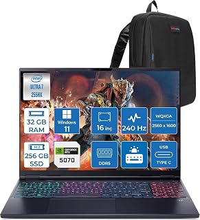 Acer Predator Helıos Neo 16S Aı Intel Core™ Ultra 7 255HX 32GB Ddr5 256GB SSD 8GB/RTX5070 115W 16"qhd+ 2560X1600 240HZ OLED WIN11PRO Gaming Bilgisayar. NHQZFEY001P06+ZETTAÇANTA