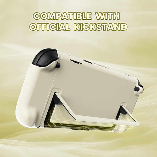 PlayVital Funda Protectora para Nintendo Switch 2 - Carcasa Rígida con Tapas para Joystick, Pegatina y Botones, Compatible con Dock, Antirayaduras y Antigolpes (Amarillo Antiguo) - 3