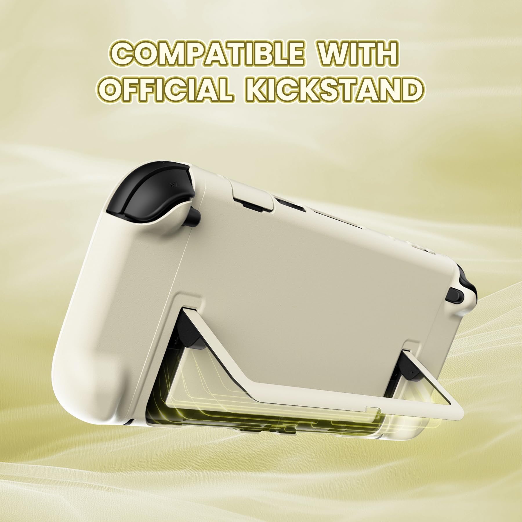 PlayVital Funda Protectora para Nintendo Switch 2 - Carcasa Rígida con Tapas para Joystick, Pegatina y Botones, Compatible con Dock, Antirayaduras y Antigolpes (Amarillo Antiguo) — view 3