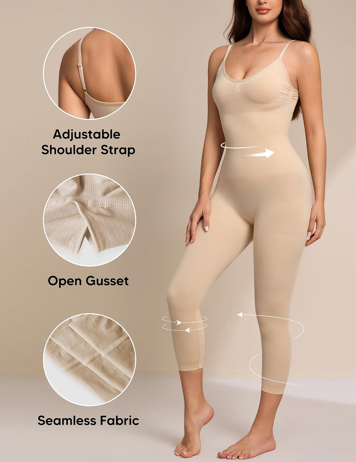 Women Open Bust Bodysuit Seamless Tummy Control Full Body Shaper Shapewear Capri Butt Lifter Thigh Slimmer