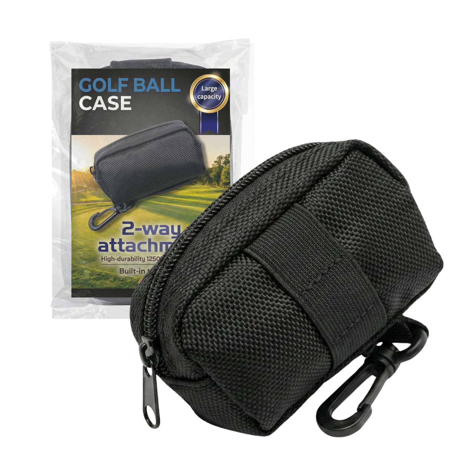 TLS LIFE Golf Ball Case 1250D Oxford Pouch Tee Holder Black Belt Hook