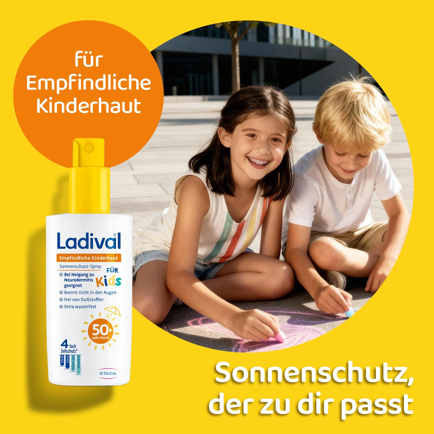 Ladival Kinder Sonnenschutz Spray LSF 50+ für empfindliche Kinderhaut - Sonnencreme für Babys und Kinder ab 6 Monaten, pflegend, extra wasserfest, 4-fach Zellschutz, 150ml (Packung mit 2)