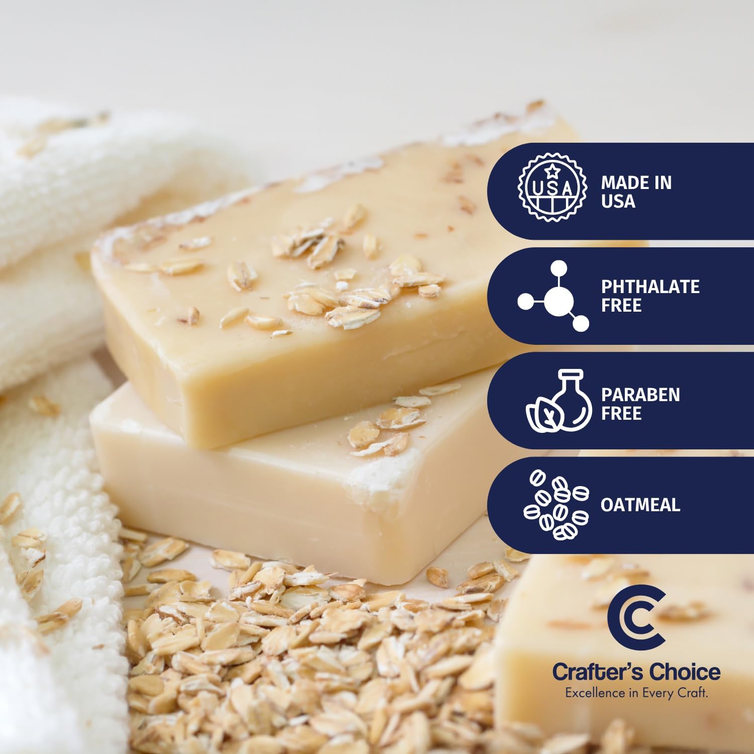 Crafter's Choice Premium Glycerin Melt and Pour Soap Base for Soap Making and DIY Crafting Projects, 2LB Block (Oatmeal)