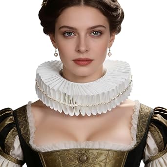 Renaissance Victorian Neck Ruffle Elizabethan Ruff Collar Vintage Detachable Clown Neckwear for Men Women Costume