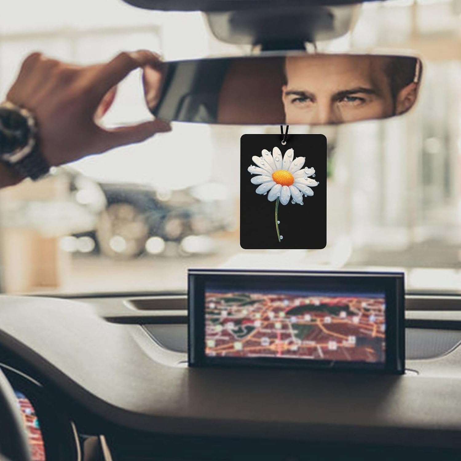 Flowers Daisy Car Air Freshener Cute Hanging Aromatherapy Tablets for Car Home Square