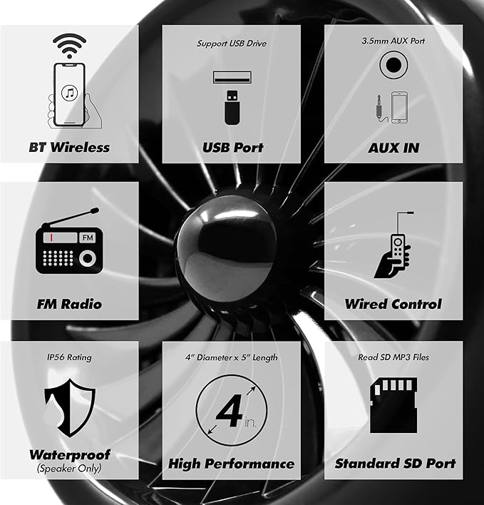 Sistema de Audio GoHawk para Motocicleta, 1000W, Bluetooth, Impermeable miniatura 2