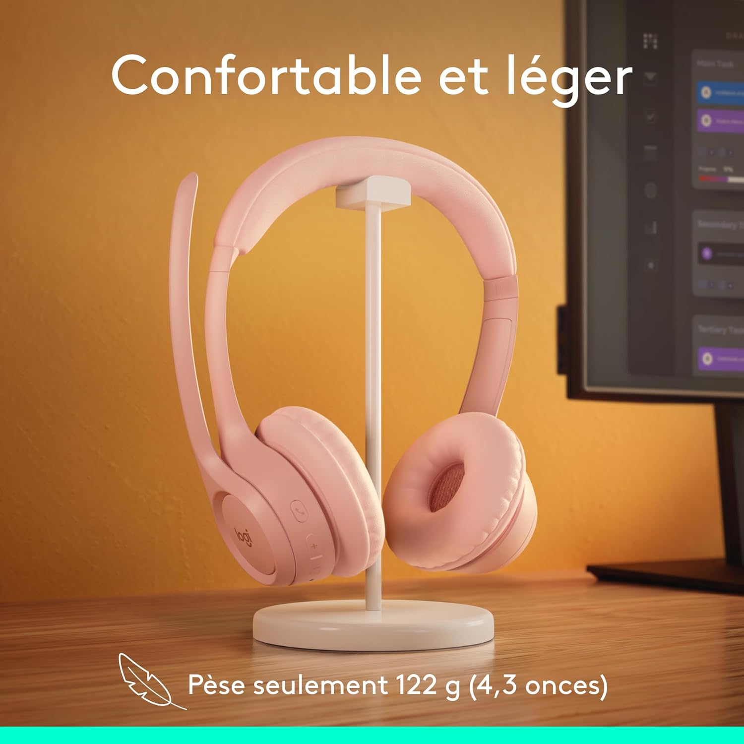 Logitech Zone 300 Casque Bluetooth sans Fil avec Microphone Anti-Parasite, Compatible avec Windows, Mac, Chrome, Linux, iOS, iPadOS, Android - Rose — vue 8