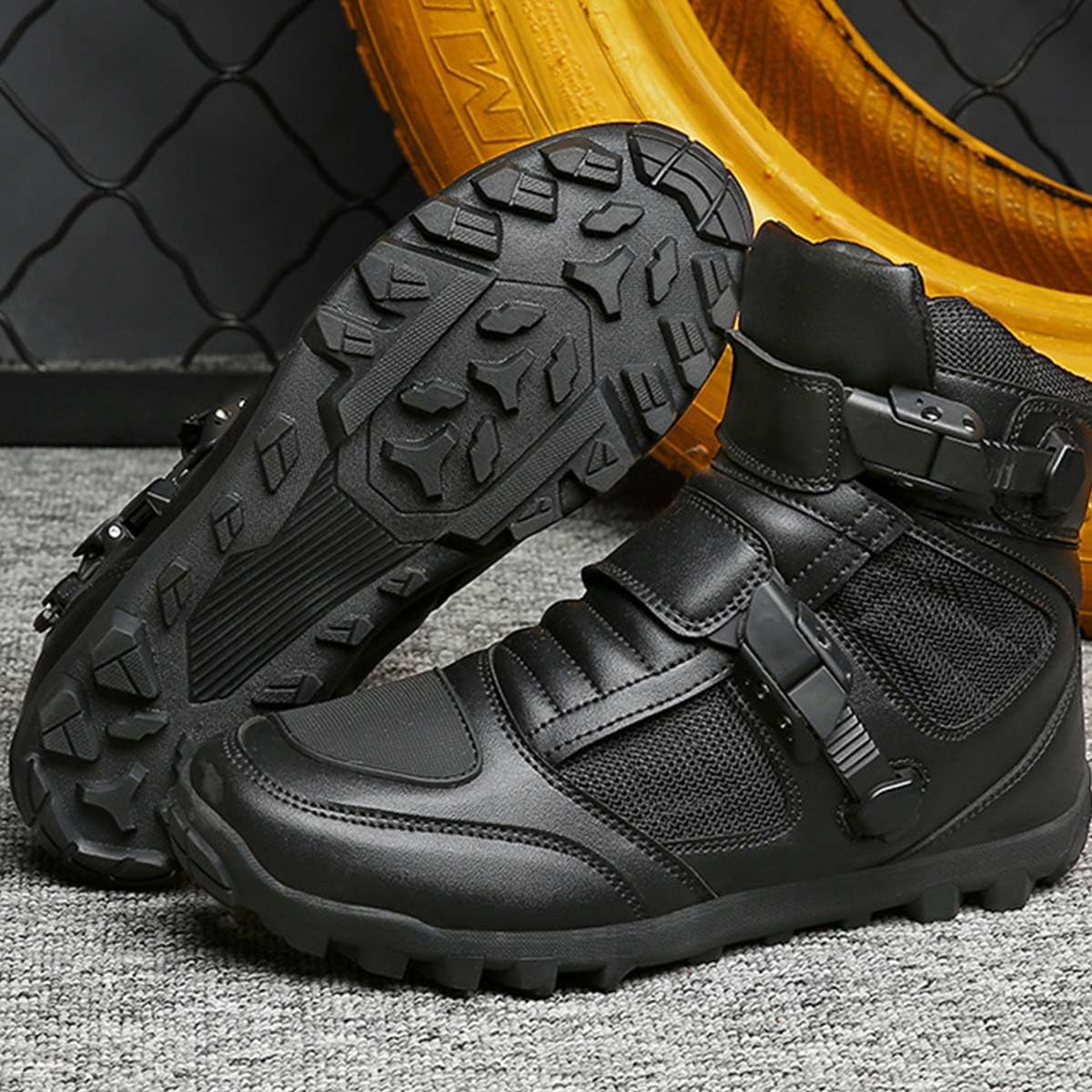 Chaussures de Moto pour Homme et Femme Bottes de Moto en Cuir