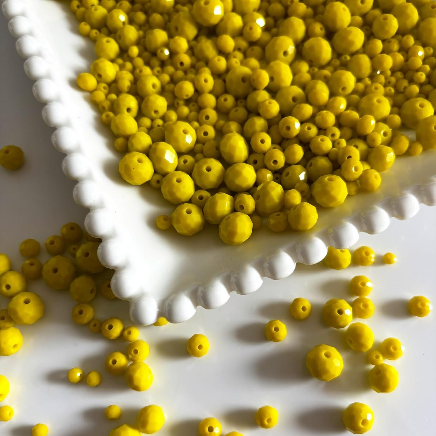 780Pcs Briolette Crystal Glass Beads for Jewelry Making, 3-10mm Faceted Yellow Crystal Beads for Bracelets, Rondelle Glass Beads Bulk for Crafts Wine Charms Wind Chimes Suncatchers - Image 3