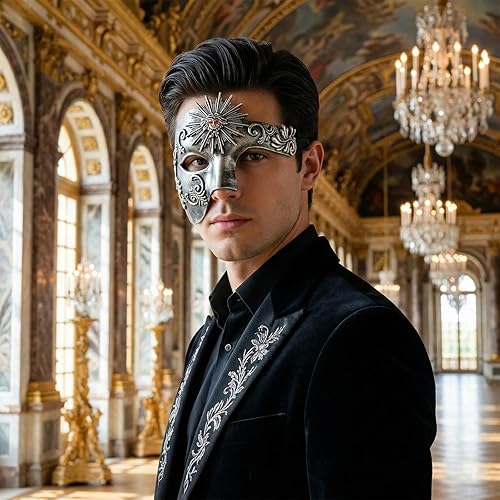 Miniatura 3 de Thmyo Half Face - Máscara de mascarada de carnaval veneciano para hombre, diseño vintage de Phantom of the Opera