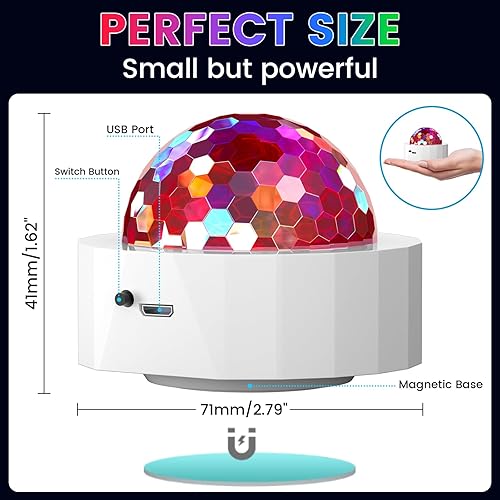 Miniatura 5 de Luces de discoteca para fiestas, 2 piezas de mini bola de discoteca multicolor, luces de discoteca portátiles activadas por sonido, luces LED de