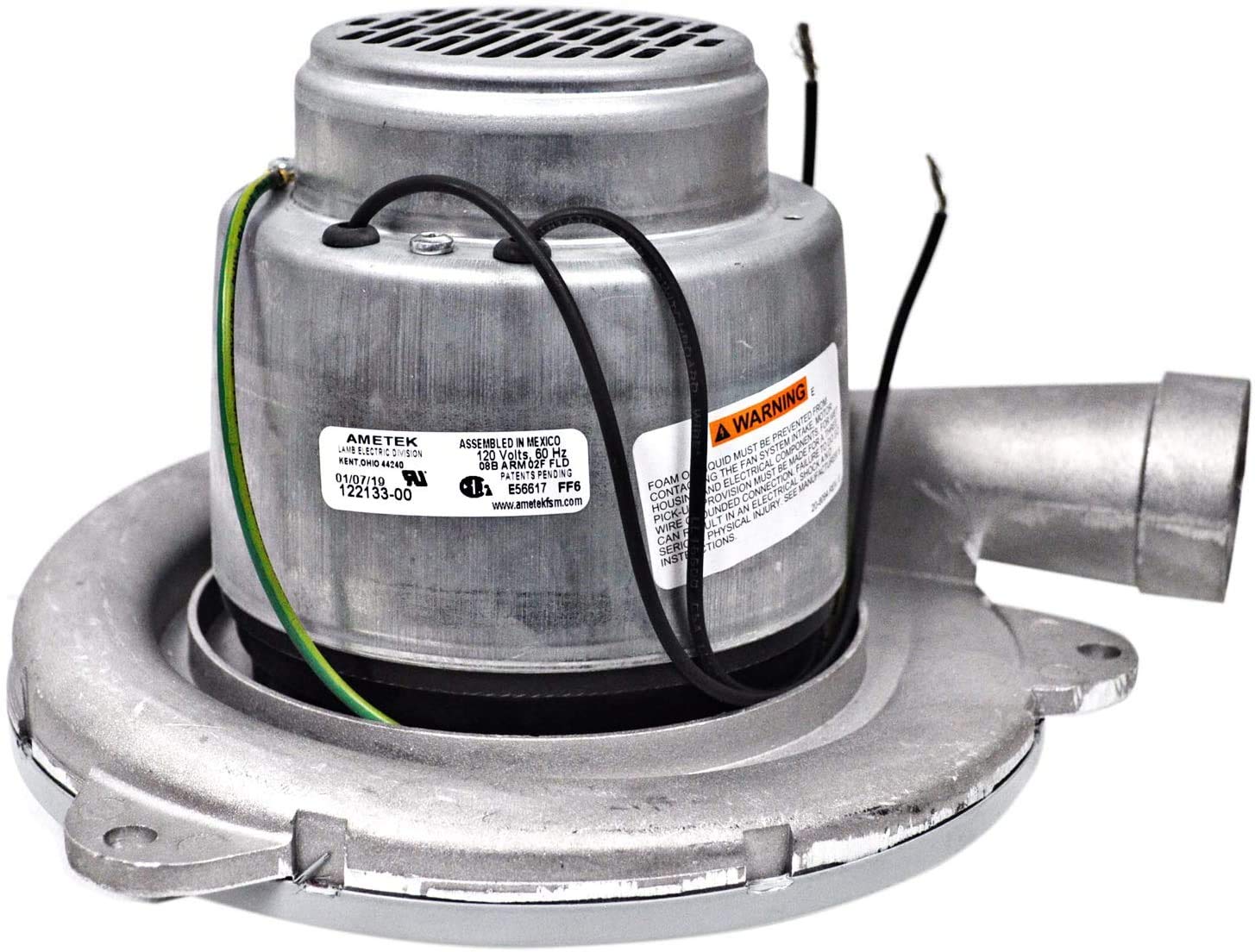 Ametek Lamb 8.4 Inch 120 Volt 1 Stage B/B Tangential Bypass Vacuum Motor 122133-00