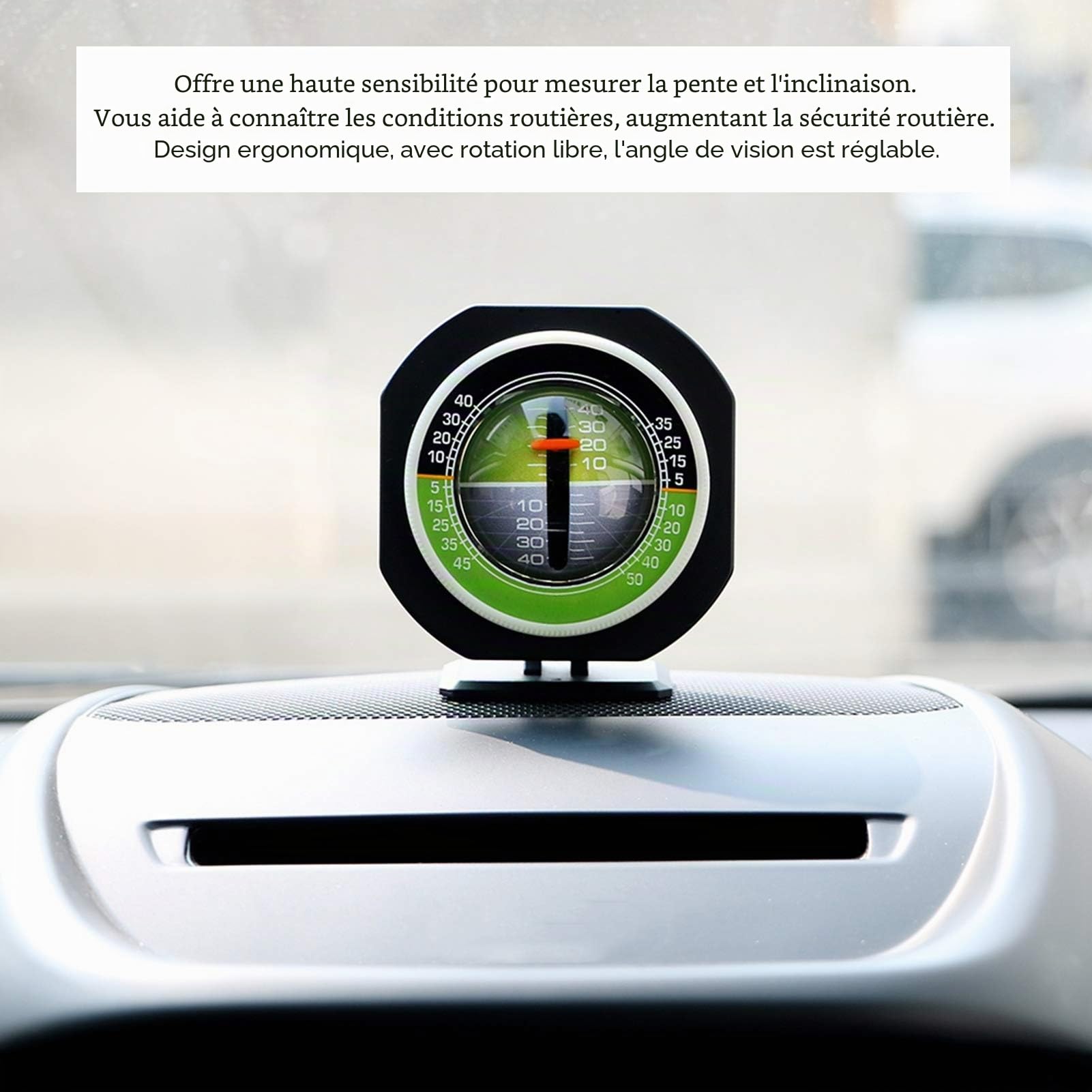 Jauge de Pente, inclinomètre de Voiture Vert de Haute précision avec Pile Bouton pour mesurer l'inclinaison pour la Conduite de Nuit pour l'automobile Pièces automobiles et motos
